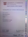 Международный Сертификат Cambridge ESOL Level 1 Certificate, подтверждающий знание английского языка на уровне В2 (Upper-Intermediate) — Жуковская Ольга Алексеевна