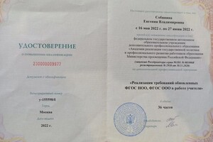 Диплом / сертификат №8 — Собянина Евгения Владимировна