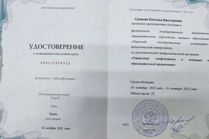 Диплом / сертификат №1 — Сунцова Наталья Викторовна