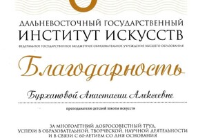 Диплом / сертификат №21 — Бурханова Анастасия Алексеевна