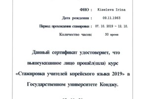 Диплом / сертификат №13 — Киселёва Ирина Васильевна