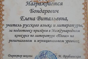 Диплом / сертификат №1011 — Бондарович Елена Витальевна