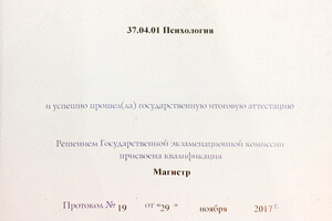 Диплом ЮФУ, магистр (2017 г.) — Александрина Светлана Александровна