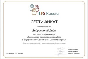 Андронатий Лада Вячеславовна — Диплом / сертификат №1