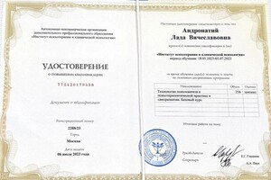 Андронатий Лада Вячеславовна — Диплом / сертификат №2