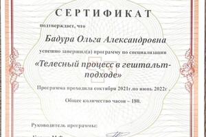 Бадура Ольга Александровна — Диплом / сертификат №2