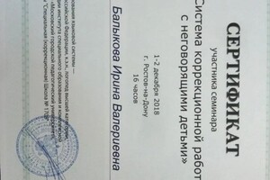 Балыкова Ирина Валериевна — Диплом / сертификат №3