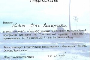 Бибик Анна Валерьевна — Диплом / сертификат №18