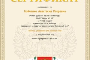 Бойченко Анастасия Игоревна — Диплом / сертификат №2