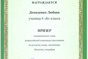 Диплом / сертификат №12 — Демиденко Евгения Анатольевна