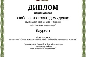 Диплом / сертификат №7 — Демиденко Евгения Анатольевна