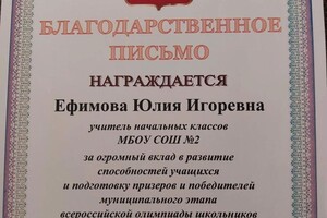 Ефимова Юлия Игоревна — Диплом / сертификат №3