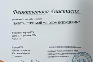 Феоктистова Анастасия Валентиновна — Диплом / сертификат №8