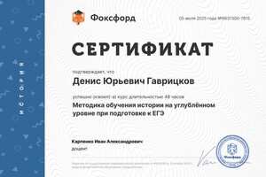 Гаврицков Денис Юрьевич — Диплом / сертификат №3