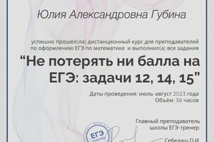 Губина Юлия Александровна — Диплом / сертификат №4