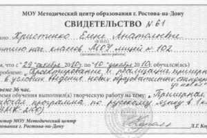 Христенко Елена Анатольевна — свидетельство — Портфолио №1