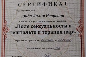 Диплом / сертификат №9 — Юнда Лилия Игоревна