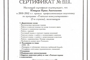 Юницкая Ирина Анатольевна — Диплом / сертификат №6