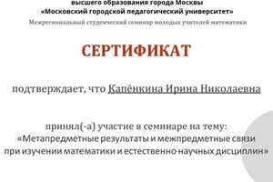 Капёнкина Ирина Николаевна — Диплом / сертификат №2