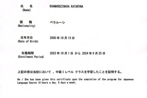 Khamardzinava Kataryna — Диплом / сертификат №1