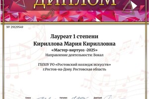 Кириллова Мария Кирилловна — Участие преподавателя в профессиональных педагогических конкурсах, в качестве исполнителя — Портфолио №78