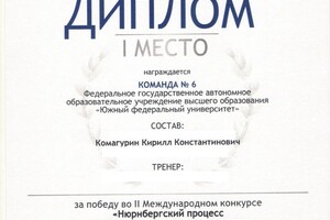 Комагурин Кирилл Константинович — Диплом / сертификат №13