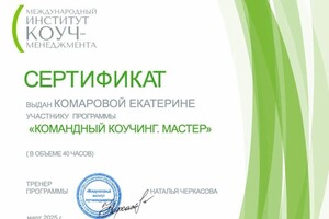 Комарова Екатерина Алексеевна — Диплом / сертификат №3