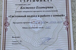 Костенко Екатерина Сергеевна — Диплом / сертификат №1