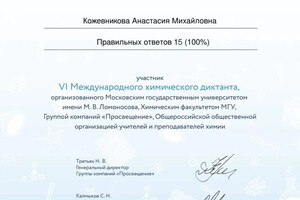 Диплом / сертификат №14 — Кожевникова Анастасия Михайловна