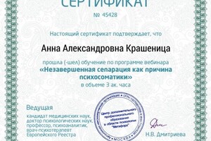 Крашеница Анна Александровна — Диплом / сертификат №14