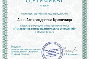 Крашеница Анна Александровна — Диплом / сертификат №18