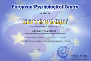 Липкану Анастасия Сергеевна — Диплом / сертификат №2