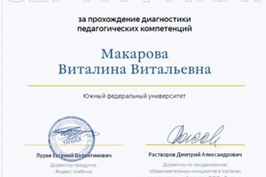 Макарова Виталина Витальевна — Диплом / сертификат №6