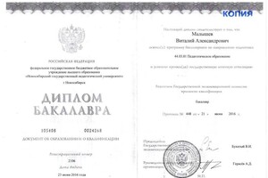 Малышев Виталий Александрович — Диплом / сертификат №1