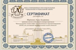 Диплом / сертификат №8 — Марченко Анна Андреевна