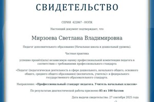 Мирзоева Светлана Владимировна — Диплом / сертификат №9