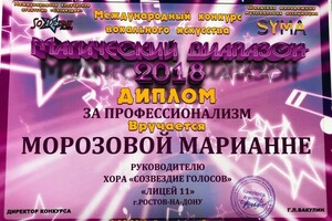 Диплом / сертификат №12 — Морозова Марианна Николаевна