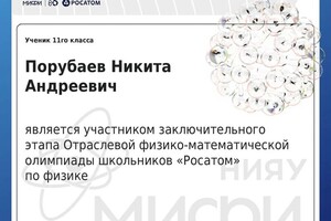 Порубаев Никита Андреевич — Диплом / сертификат №2