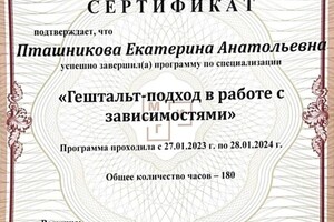 Пташникова Екатерина Анатольевна — Диплом / сертификат №3