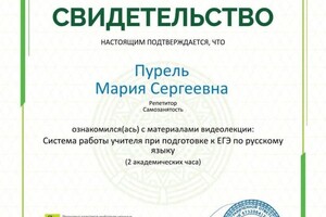 Пурель Мария Сергеевна — Диплом / сертификат №4
