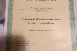 Резникова Ксения Анатольевна — Диплом / сертификат №3