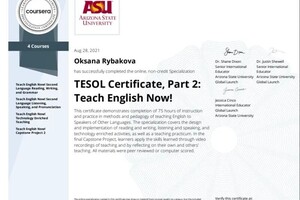 Рыбакова Оксана Андреевна — TESOL. Arizona State University. Part 2 — Портфолио №1