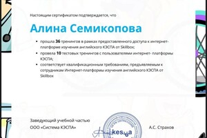 Семикопова Алина Александровна — Диплом / сертификат №2