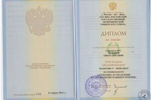 Тагаева Ольга Олеговна — диплом об окончании государственного экономического университета — Диплом / сертификат №4