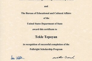 Fulbright Scolarship Program — Тепоян Текле Арутюновна