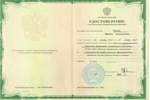 Тихая Ирина Алексеевна — Диплом / сертификат №1