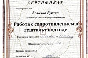 Диплом / сертификат №3 — Величко Руслан Константинович