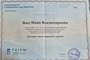 Восс Инна Владимировна — Диплом / сертификат №2