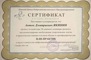 Диплом / сертификат №2 — Якинин Антон Дмитриевич