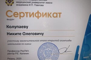 Диплом / сертификат №1 — Колупаев Никита Олегович